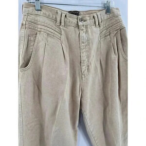 Vintage 80s Mom Tan Jeans Pants Forenza Size 14 (32"X29.5") High Rise Pleated EC